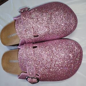 New Old Navy Kids Glitter Pink Clogs